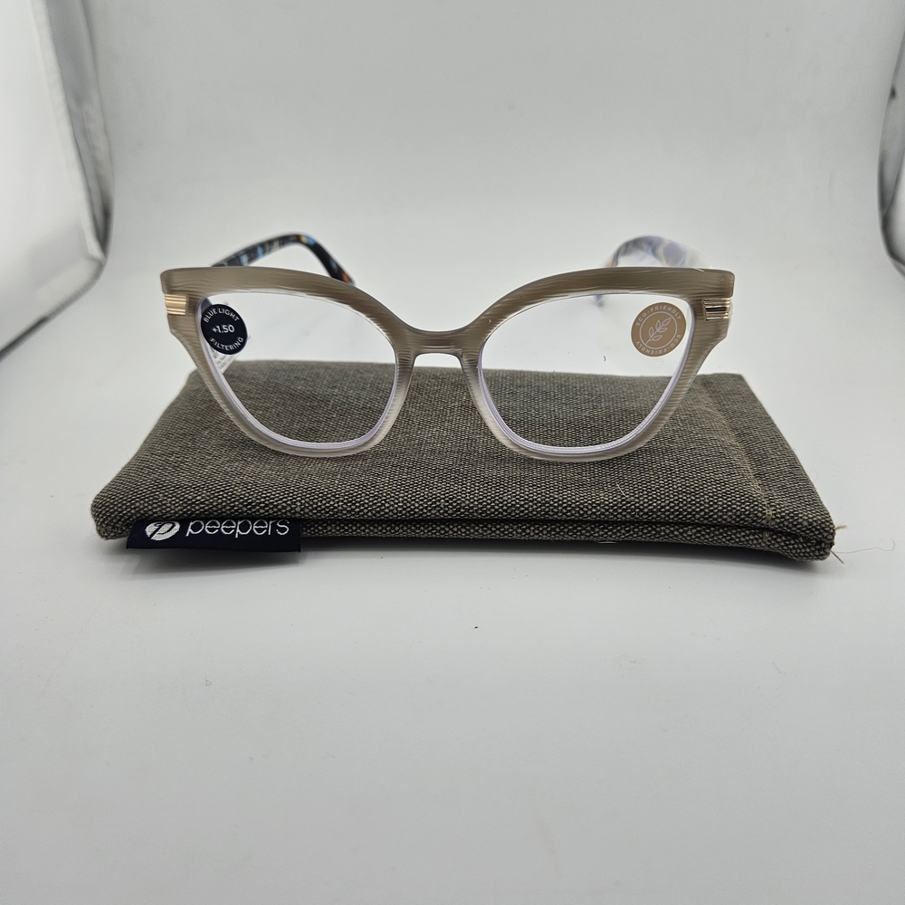 Peepers +1.50 "Marquee" Reading Glasses/Blue Light Filtering Spring Hinges NEW